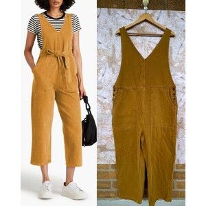 Alex Mill Womens Ollie Jumpsuit Sleeveless Cropped Denim Golden Khaki NWT XL